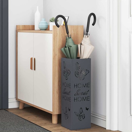 Метална поставка за чадъри HOME, цвят антрацит, 15,5 x 15,5 x 49 см