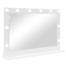 Настолно тоалетно огледало с Холивуд LED осветление бяло 80 x 15 см