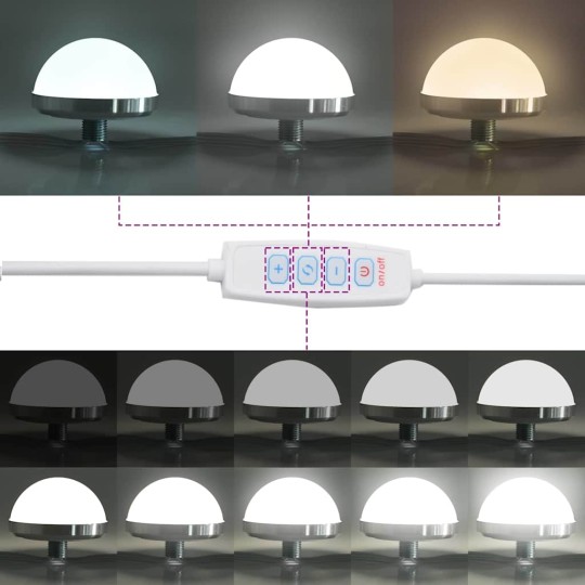 Настолно тоалетно огледало с Холивуд LED осветление опушен дъб 80 x 45 см