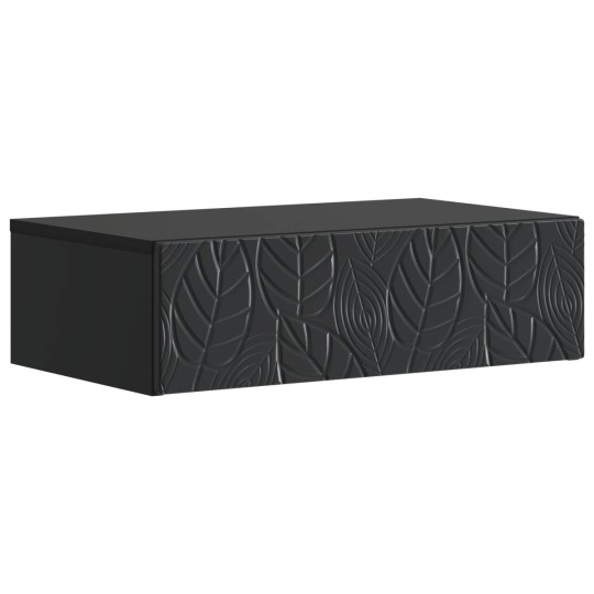 Нощно шкафче FLORA с монтаж на стена и чекмедже, черен, 59 x 34,5 x 17 см