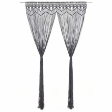 Памучно перде макраме в цвят антрацит за тръбен корниз, 140 x 240 см