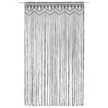 Памучно перде макраме в цвят антрацит за тръбен корниз, 140 x 240 см