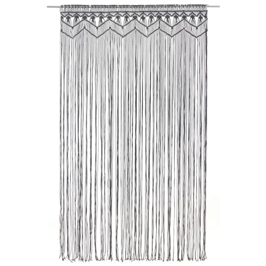 Памучно перде макраме в цвят антрацит за тръбен корниз, 140 x 240 см