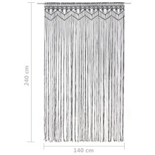 Памучно перде макраме в цвят антрацит за тръбен корниз, 140 x 240 см