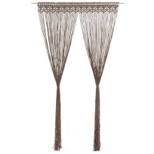 Памучно перде макраме в цвят таупе за тръбен корниз, 140 x 240 см