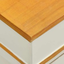 Пейка за съхранение с 3 чекмеджета от масивна пауловния, бяла, 100 x 35 x 45 см