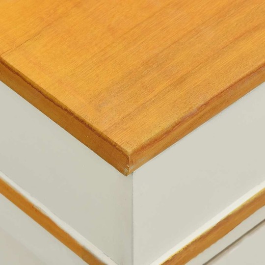 Пейка за съхранение с 3 чекмеджета от масивна пауловния, бяла, 100 x 35 x 45 см