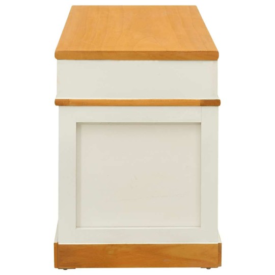 Пейка за съхранение с 3 чекмеджета от масивна пауловния, бяла, 100 x 35 x 45 см