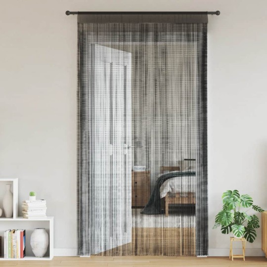 Пердета с ресни в цвят черен за тръбен корниз, 2 бр., 100 x 250 см