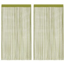 Пердета с ресни в цвят зелен за тръбен корниз, 2 бр., 140 x 250 см