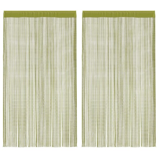 Пердета с ресни в цвят зелен за тръбен корниз, 2 бр., 140 x 250 см