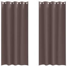 Плътни завеси в цвят шоколад с метални халки, 2 бр., 140 x 260 см