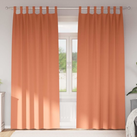 Плътни завеси в цвят теракота с текстилни гайки (уши), 2 бр., 140 x 260 см