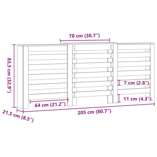 Разтегателна декоративна решетка за радиатор ALVERO, бял, 156-205x21,5x83,5 см