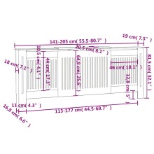 Разтегателна декоративна решетка за радиатор CALDORA, бял, 142-205x20,5x81,5 см