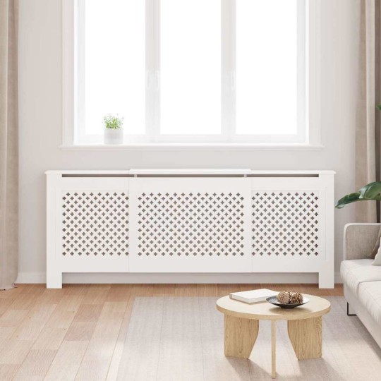 Разтегателна декоративна решетка за радиатор LUVENA, бял, 142-205x20,5x81,5 см