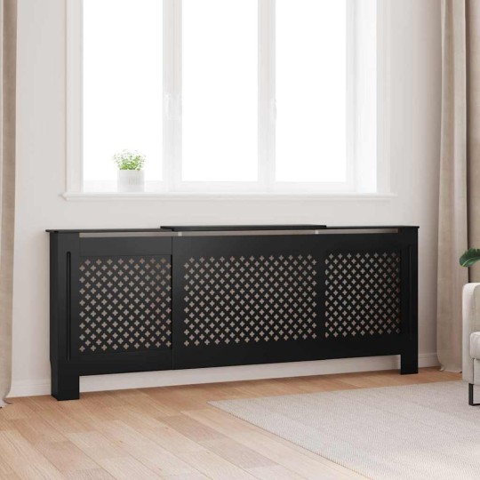 Разтегателна декоративна решетка за радиатор LUVENA, черен, 142-205x20,5x81,5 см