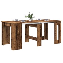 Разтегателна трапезна маса в стил Boho, ЛПДЧ състарено старо дърво, 60-180 x 85 см