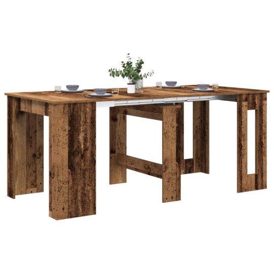 Разтегателна трапезна маса в стил Boho, ЛПДЧ състарено старо дърво, 60-180 x 85 см