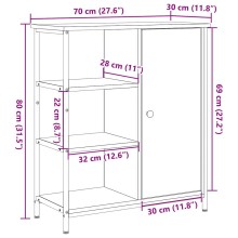 Шкаф с врата и открити отделения, черен дъб, 70 x 30 x 80 см