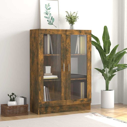 Шкаф витрина AVORA, опушен дъб, 82,5 x 30,5 x 115 см