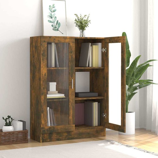 Шкаф витрина AVORA, опушен дъб, 82,5 x 30,5 x 115 см