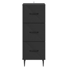 Скрин RIVA с вертикално фрезовани фронтове на чекмеджетата, черен, 33 x 34,5 x 89,5 см