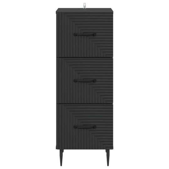 Скрин RIVA с вертикално фрезовани фронтове на чекмеджетата, черен, 33 x 34,5 x 89,5 см
