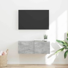 Стенен ТВ шкаф LINEA с вертикално фрезован фронт, бетонно сив, 78,5 x 30 x 29,5 см