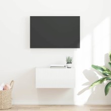 Стенен ТВ шкаф LINEA с вертикално фрезован фронт, бял гланц, 60 x 31 x 29,5 см
