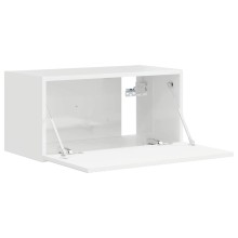 Стенен ТВ шкаф LINEA с вертикално фрезован фронт, бял гланц, 60 x 31 x 29,5 см