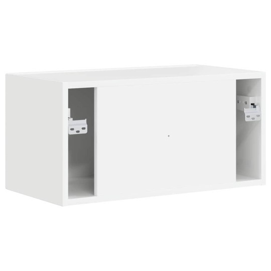 Стенен ТВ шкаф LINEA с вертикално фрезован фронт, бял гланц, 60 x 31 x 29,5 см