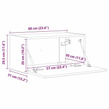 Стенен ТВ шкаф LINEA с вертикално фрезован фронт, бял гланц, 60 x 31 x 29,5 см