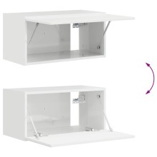 Стенен ТВ шкаф LINEA с вертикално фрезован фронт, бял гланц, 60 x 31 x 29,5 см