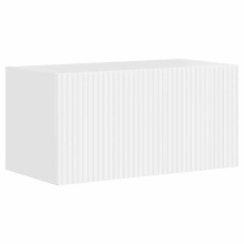 Стенен ТВ шкаф LINEA с вертикално фрезован фронт, бял гланц, 60 x 31 x 29,5 см