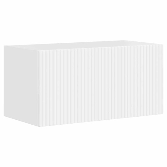 Стенен ТВ шкаф LINEA с вертикално фрезован фронт, бял гланц, 60 x 31 x 29,5 см