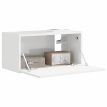 Стенен ТВ шкаф LINEA с вертикално фрезован фронт, бял гланц, 60 x 31 x 29,5 см