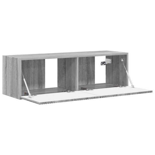 Стенен ТВ шкаф LINEA с вертикално фрезован фронт, сив дъб сонома, 98 x 31 x 29,5 см
