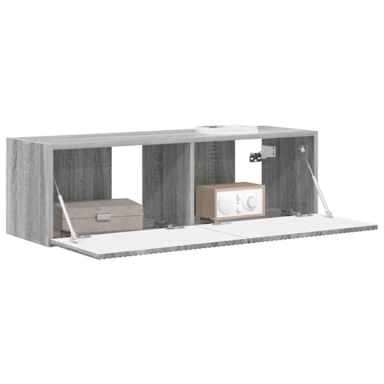 Стенен ТВ шкаф LINEA с вертикално фрезован фронт, сив дъб сонома, 98 x 31 x 29,5 см