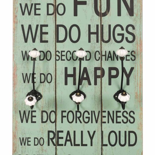 Стенна закачалка FUN с 6 куки HAPPY LOVE, 120 x 40 см