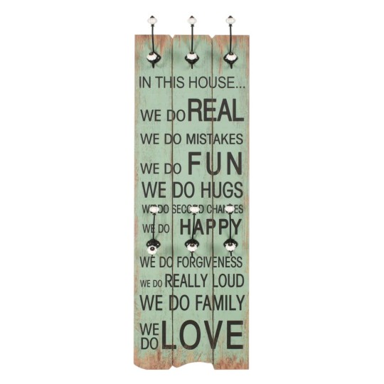 Стенна закачалка FUN с 6 куки HAPPY LOVE, 120 x 40 см