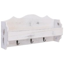 Стенна закачалка за палта, бяла, 50 x 10 x 23 см, дърво