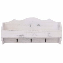 Стенна закачалка за палта, бяла, 50 x 10 x 23 см, дърво