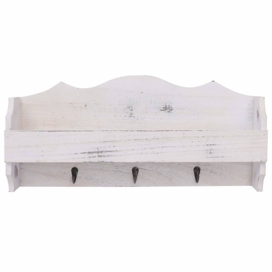 Стенна закачалка за палта, бяла, 50 x 10 x 23 см, дърво