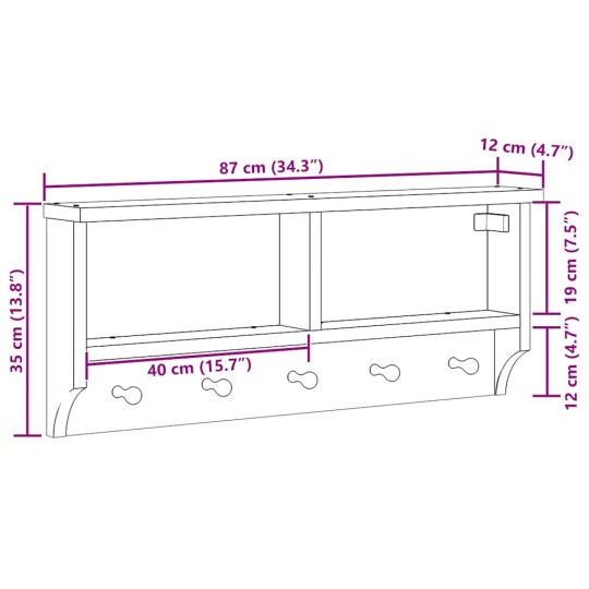 Стенна закачалка за палта SANDNES 87 x 12 x 35 см