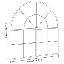 Стенно огледало арка с черна железна решетка 80 x 80 см