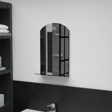 Стенно огледало от закалено стъкло с интегриран рафт 30 x 50 см