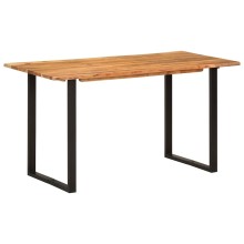 Трапезна маса в стил Industrial Modern, естествено масивно акациево дърво и черна стомана, 140 x 70 см