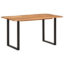 Трапезна маса в стил Industrial Modern, естествено масивно акациево дърво и черна стомана, 140 x 70 см