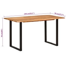 Трапезна маса в стил Industrial Modern, естествено масивно акациево дърво и черна стомана, 140 x 70 см